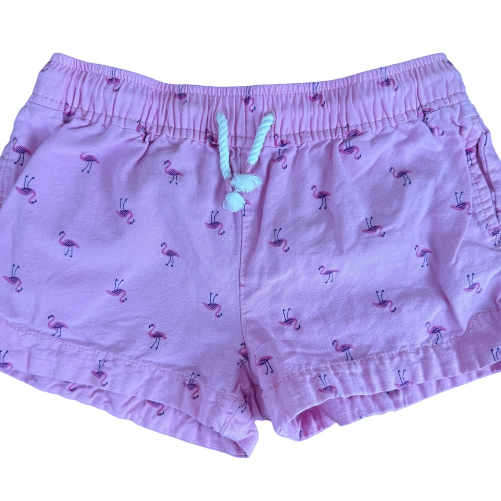 SALE OshKosh Bgosh Girls Pink‎ Flamingo Print Elastic Waist Shorts Size 7
